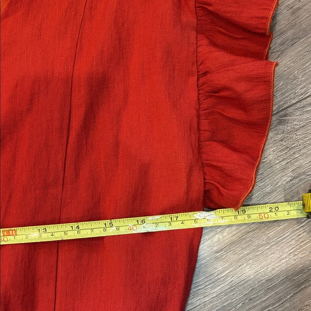 *Windsor Red Ruffle Sleeve Ruched Drawstring Mini Dress S - Picture 8 of 10